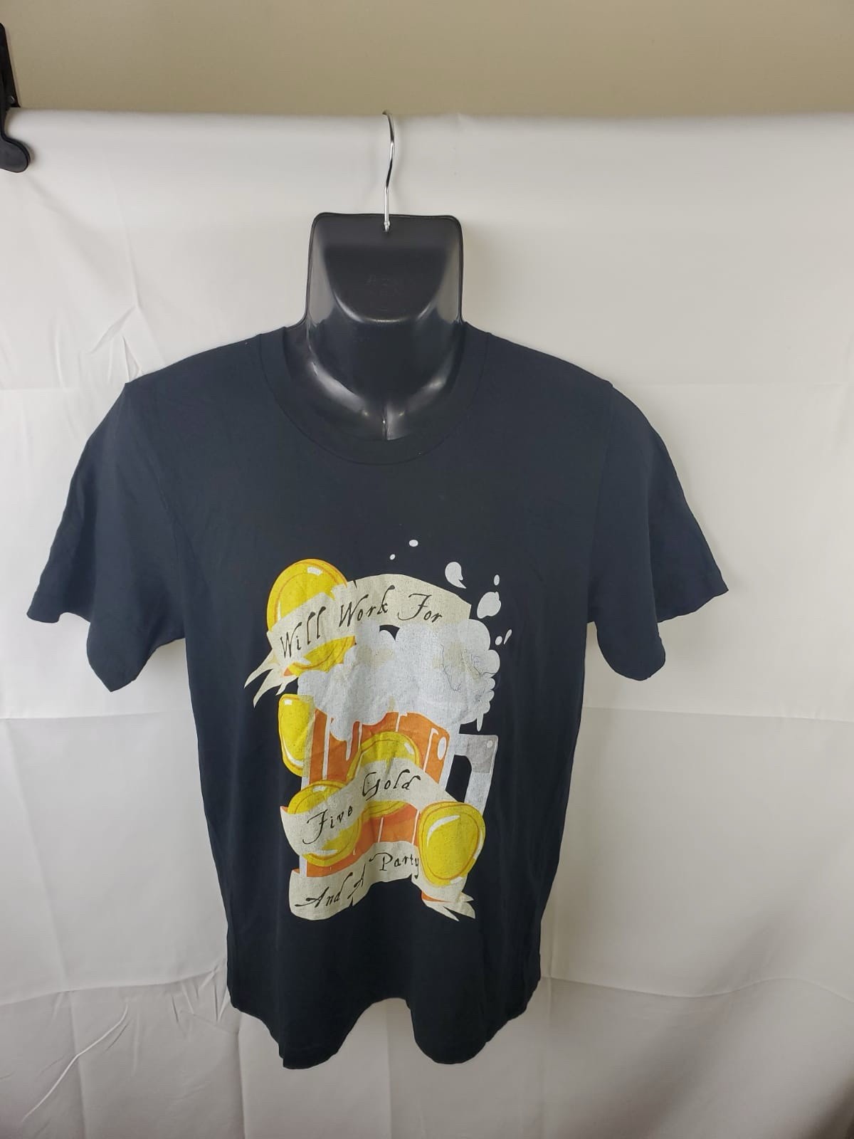 Will Work For Five Gold and a Party Essential T-Shirt Short Sleeve Size M