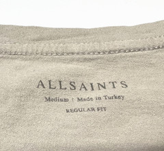 AllSaints Brace SS Crew Men’s Regular Fit Logo Embroidered Tee Medium HOLES