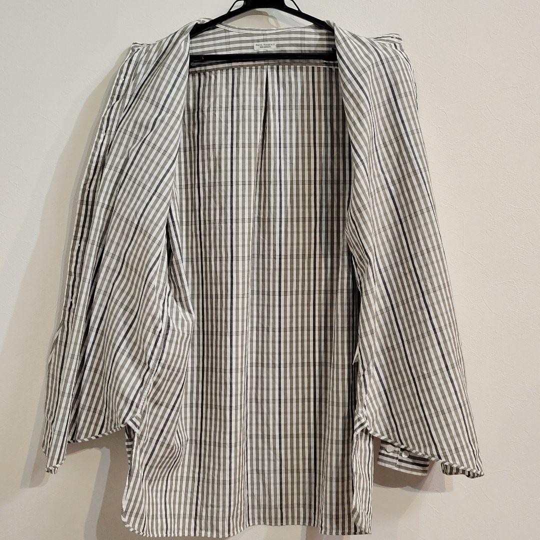 PHIGVEL Stand Collar Long Shirt Striped Gray/White Size 2 Japan Made gallery