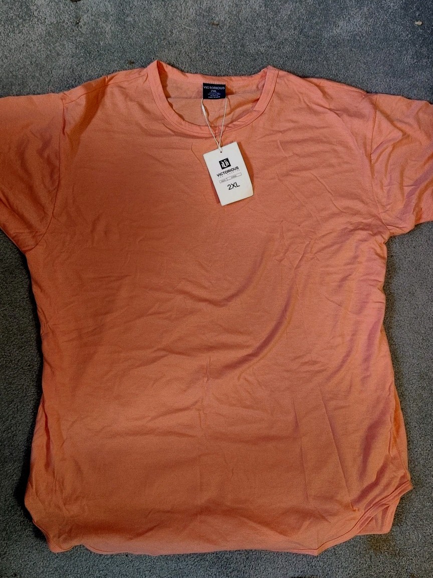 Victorious Men's Hipster Fathers Day Gift Curved Hem T-Shirt XL Coral gallery