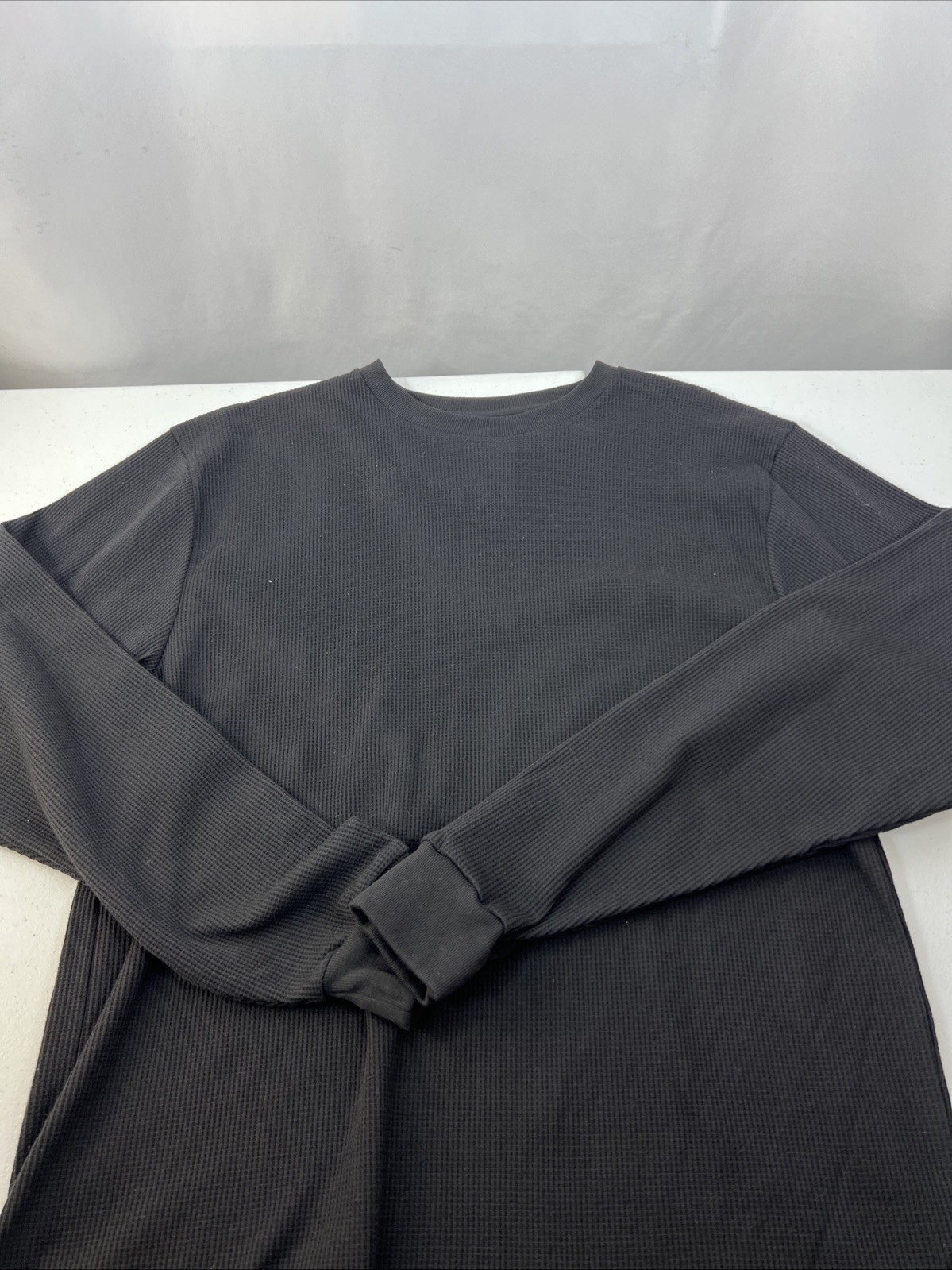 Linea Uomo Black Waffle Knit Thermal V-Neck Size XL gallery