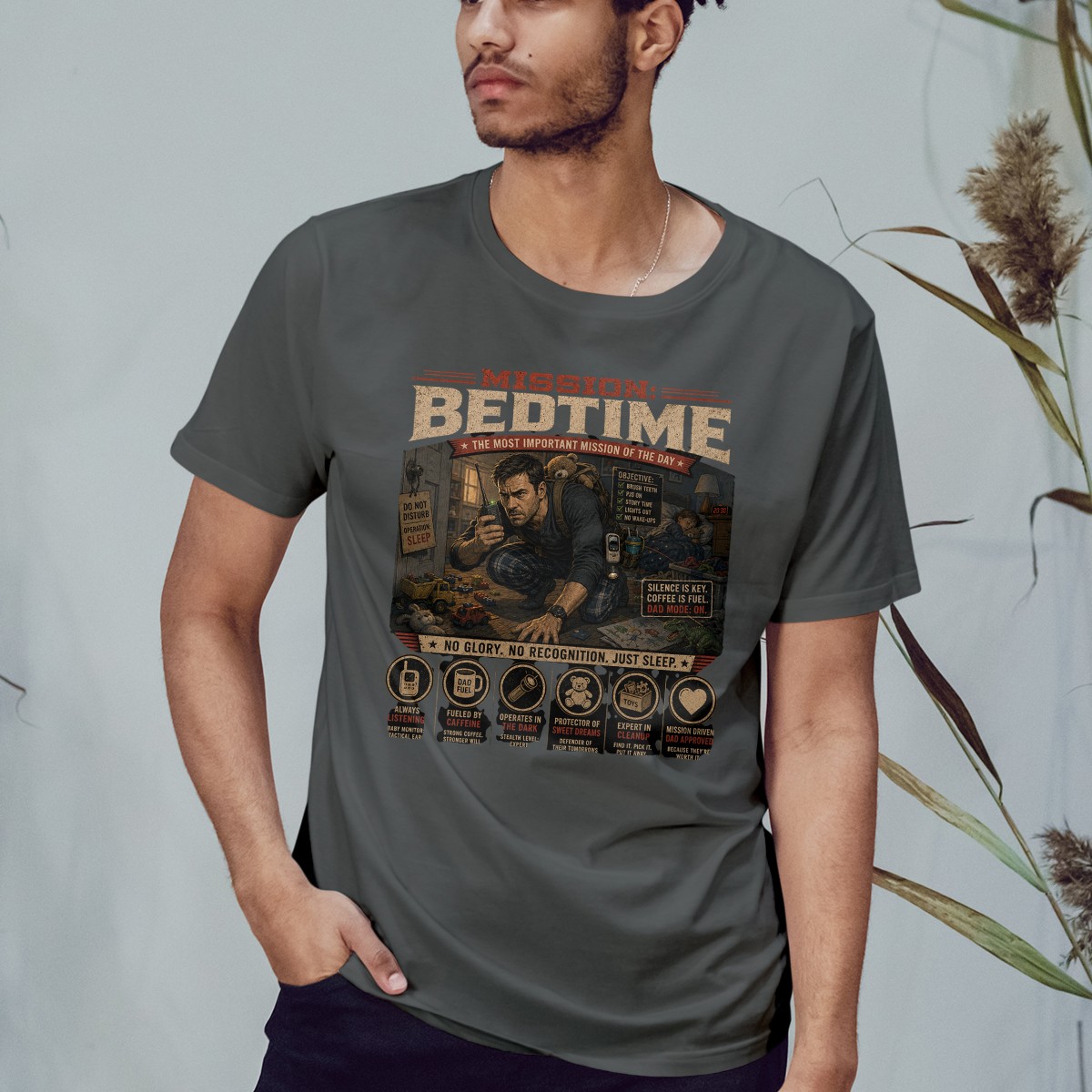 Mission Bedtime The Most Important Mens T-Shirt Funny Fatherhood Fathers Day gallery
