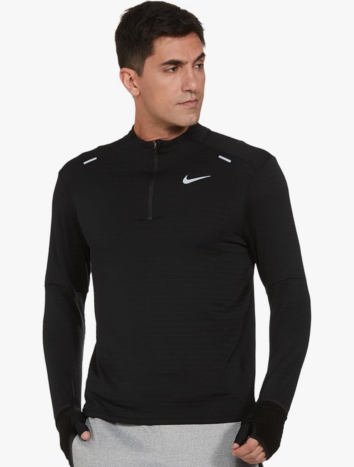 Nike Men’s Sport Logo Solid Color Stand Collar L/S Therma Fit Shirt DD5663-010 L gallery