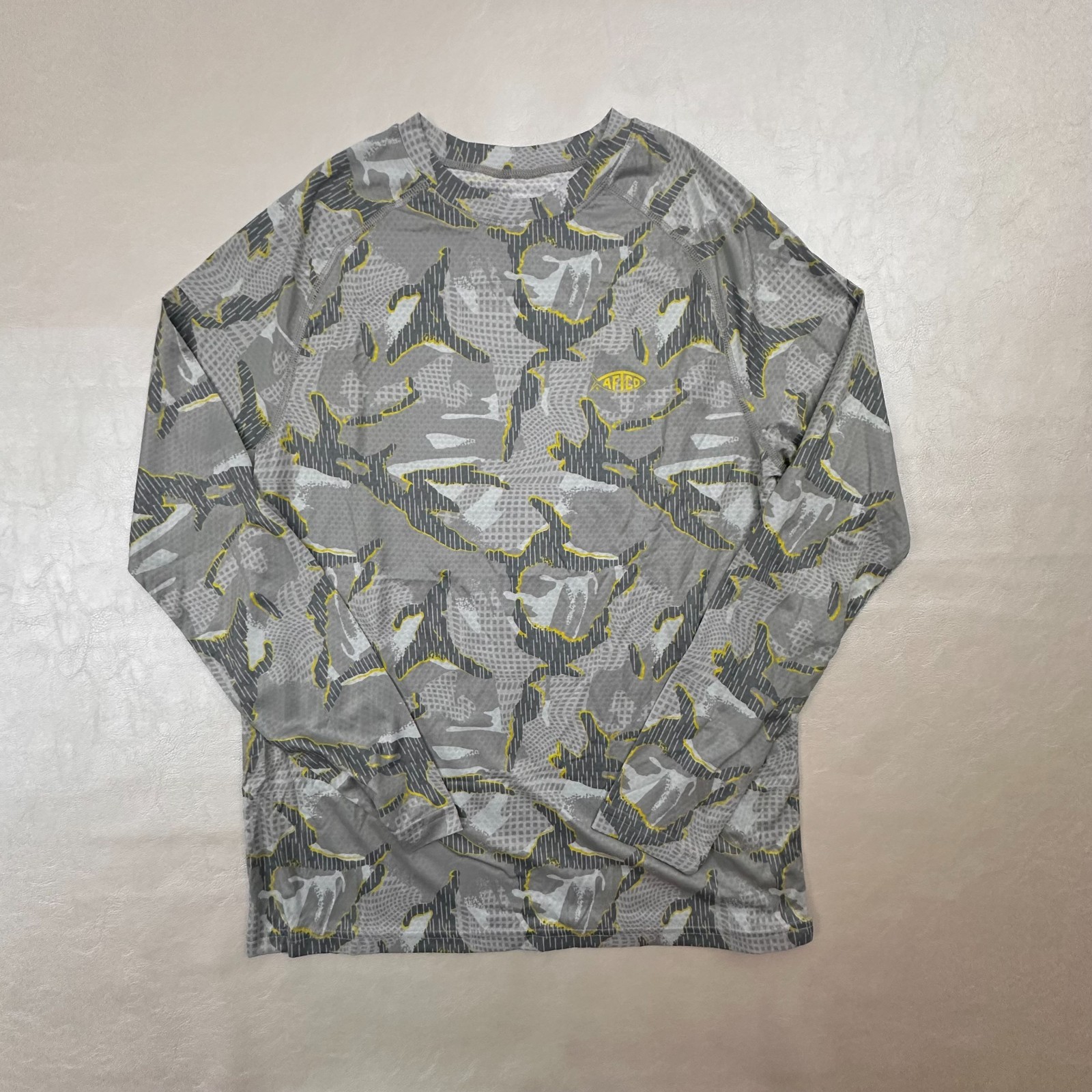 Lot Of (2) AFTCO T Shirts Mens Small Gray Blue Aftech Fishing Camo Outdoors Hike gallery