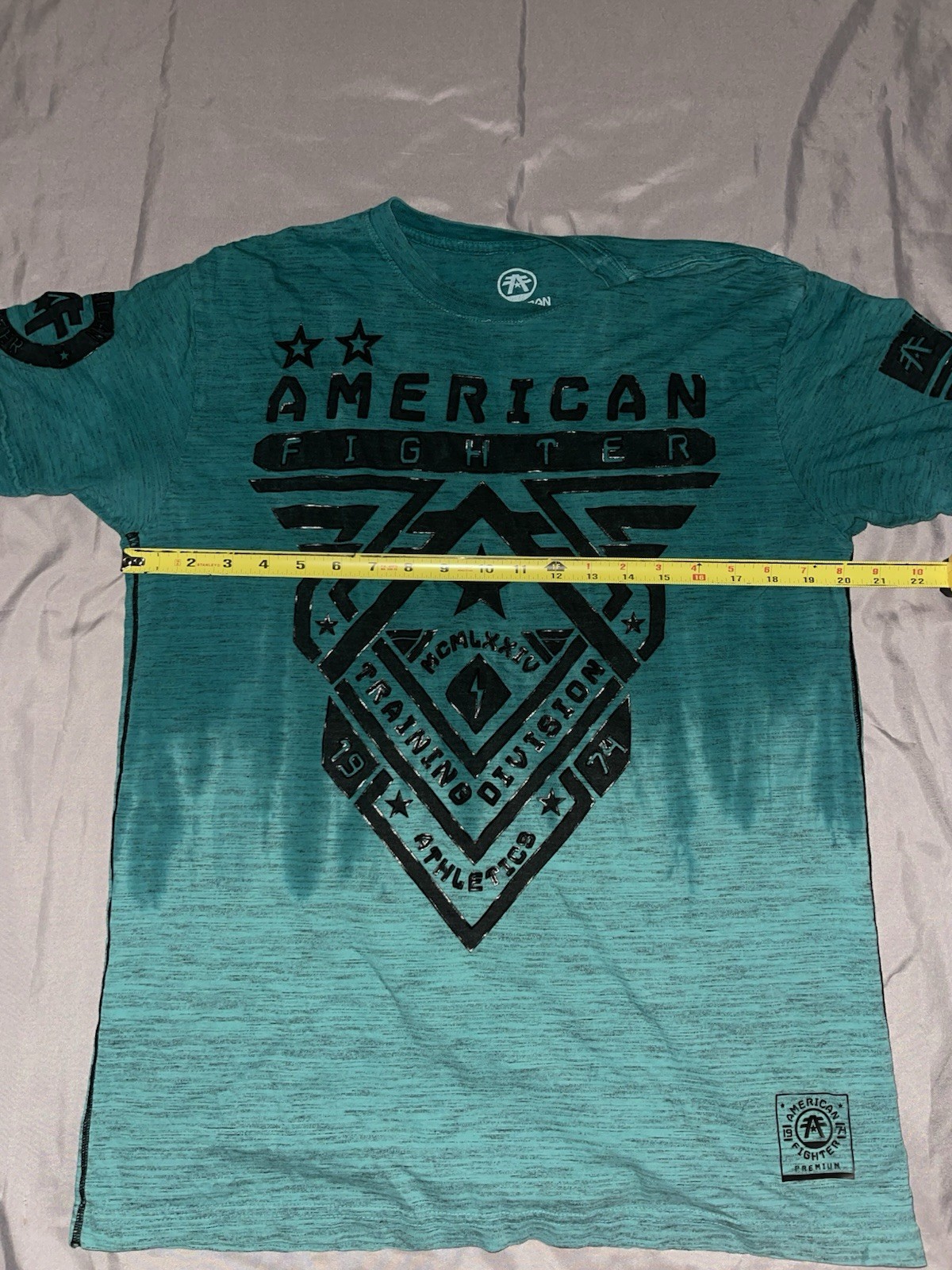 American Fighter Shirt Mens Large Teal Short Sleeve Graphic Fighting Buckle Tee gallery