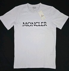 Moncler Designer Embroidered Logo Men’s White Shortsleeve T-Shirt Size Small NWT