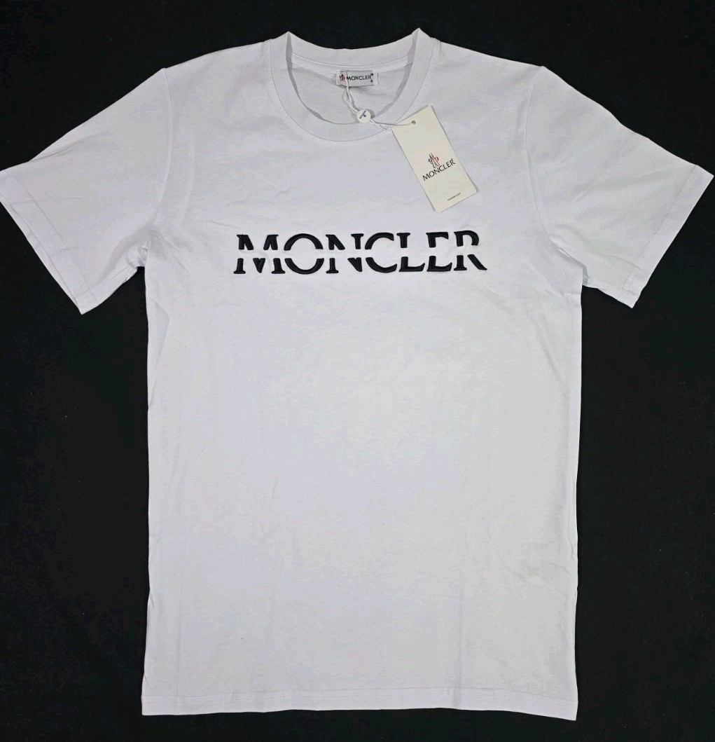 Moncler Designer Embroidered Logo Men's White Shortsleeve T-Shirt Size Small NWT gallery