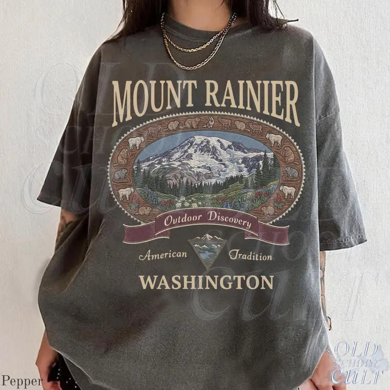 Vintage Mount Rainier Washington Graphic Comfort Tee gallery