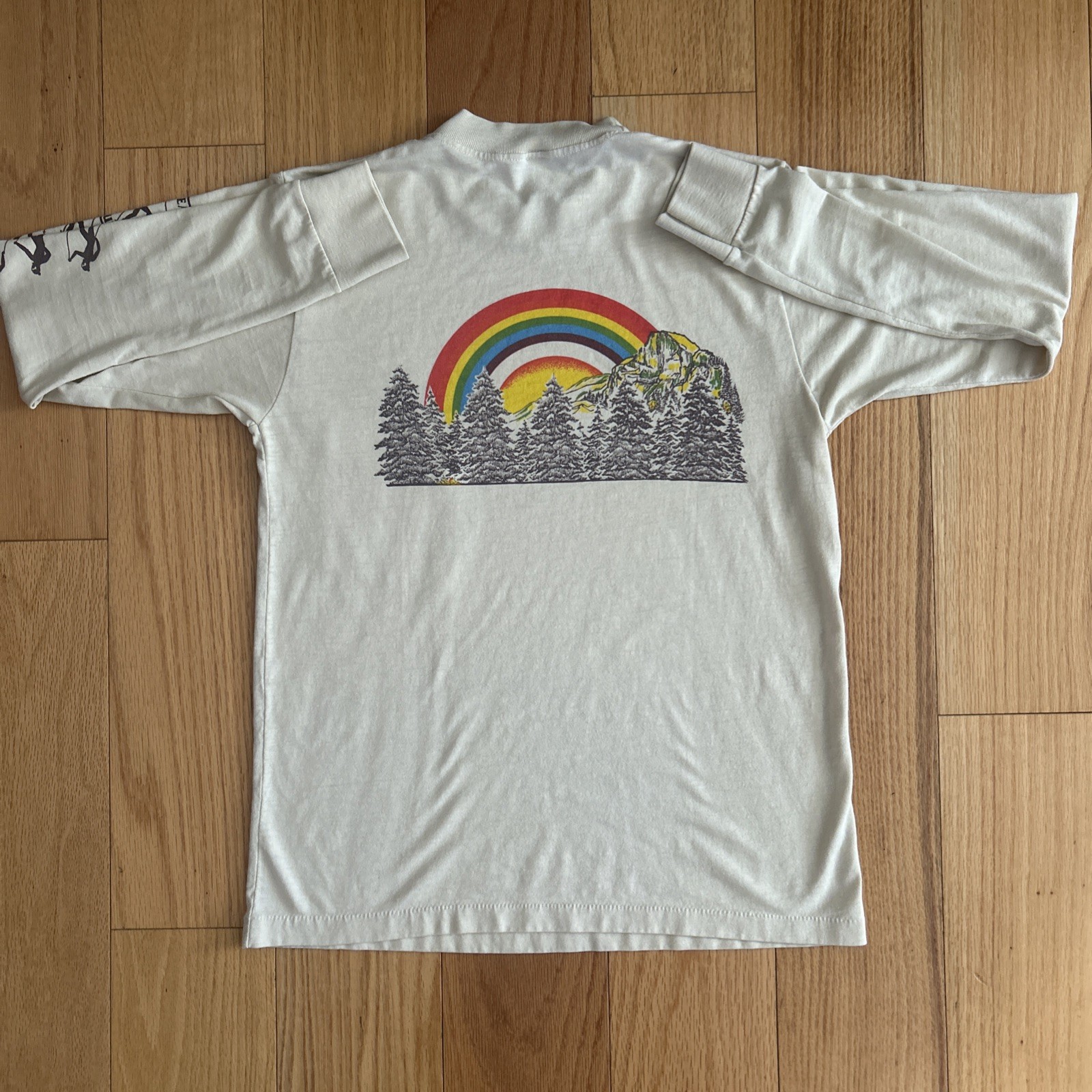 Vintage 80s 90s Yosemite Ski-Touring Selvedge Pocket T-Shirt Size Small Rainbow gallery