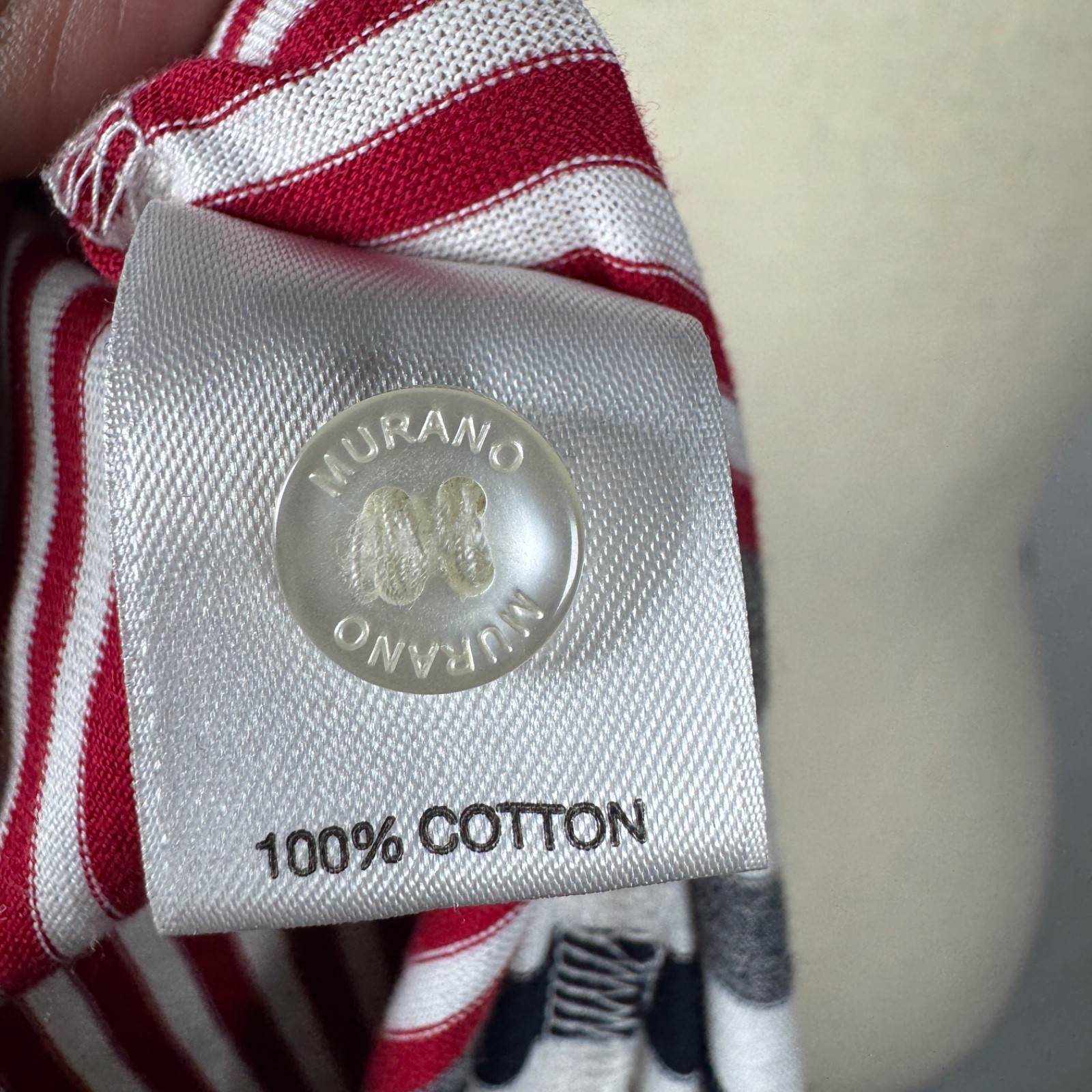 Murano Liquid Luxury Shirt Mens XL Red Blue White Striped Short Sleeve Slim Fit gallery