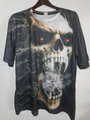 Vampire Fanged Red Eye Skull Double Sided Polyester Pull-over Shirt Graphic XXL