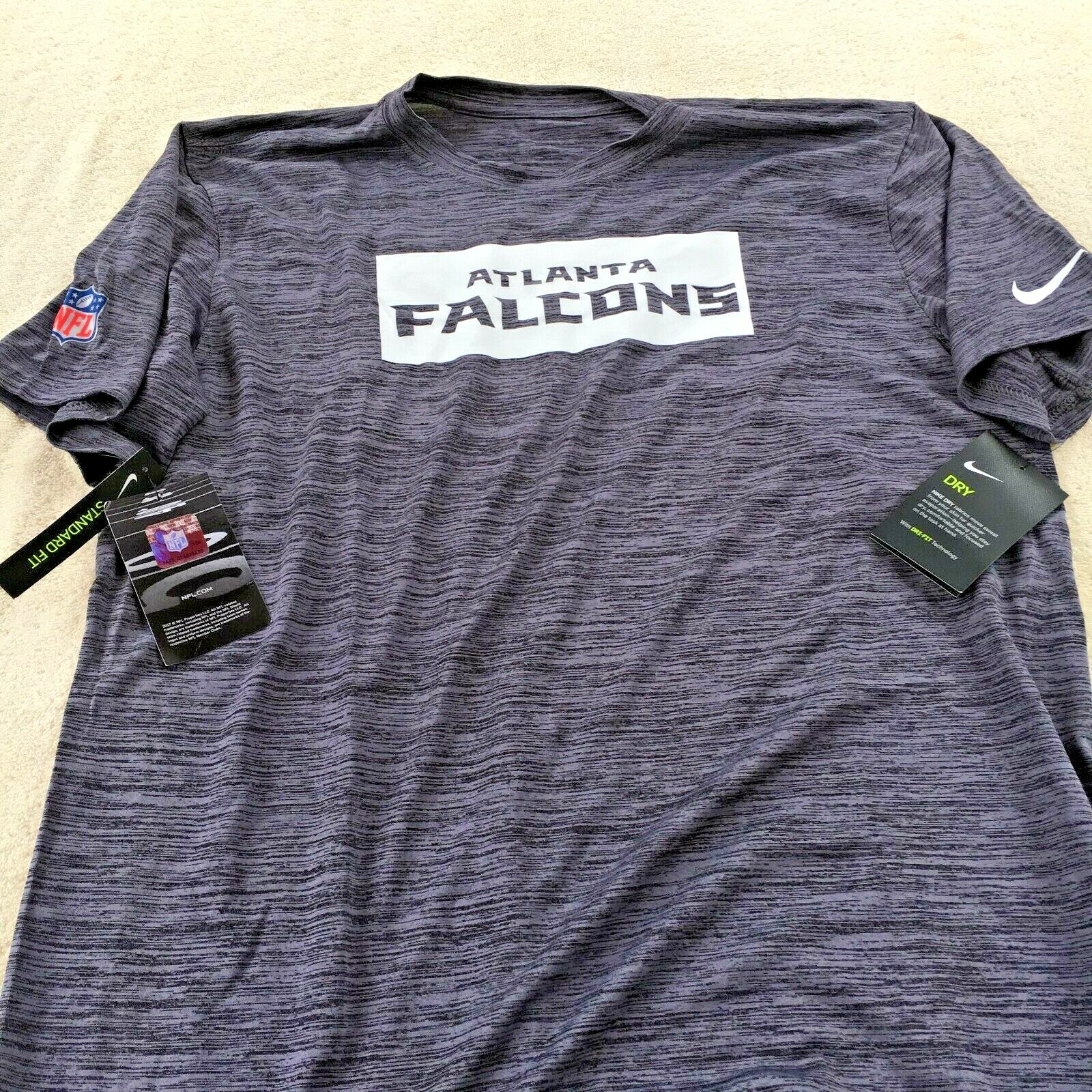 NWT Nike dri fit T, men’s S – XL, Atlanta Falcons, gray, NFL logo, Standard Fit