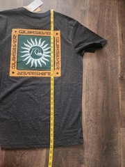 Quiksilver Men’s Double-Sided Logo Graphic T-Shirt Gray Cotton Blend Jersey M