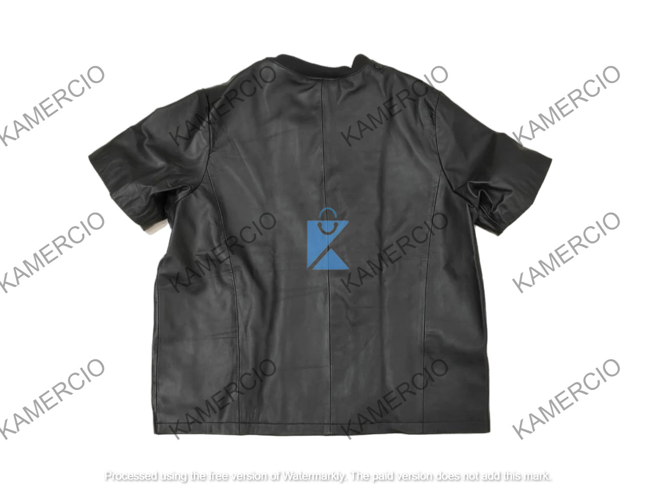 New Men T-Shirt Black Stylish Handmade Lambskin Genuine Leather Fashion Summer gallery