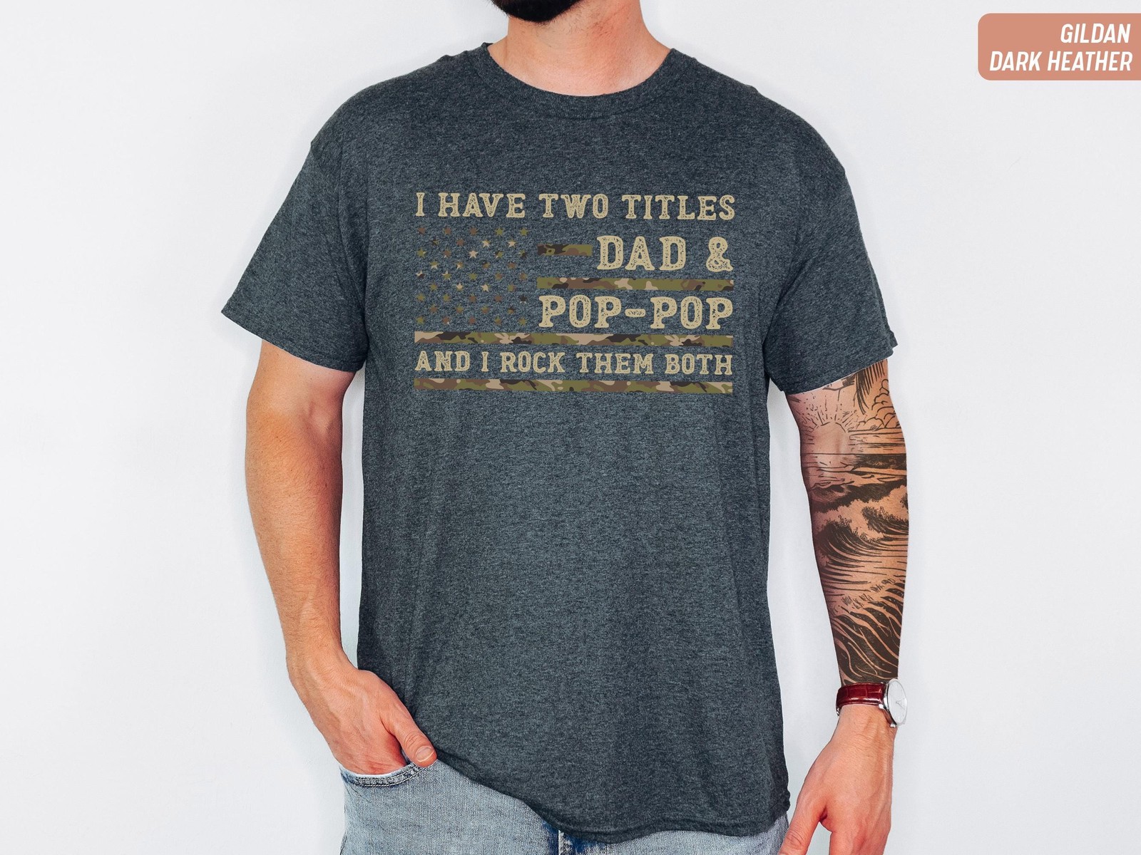 Pop Pop Dad Grandpa Shirt Funny Fathers Day Gift Patriotic Flag Tee gallery
