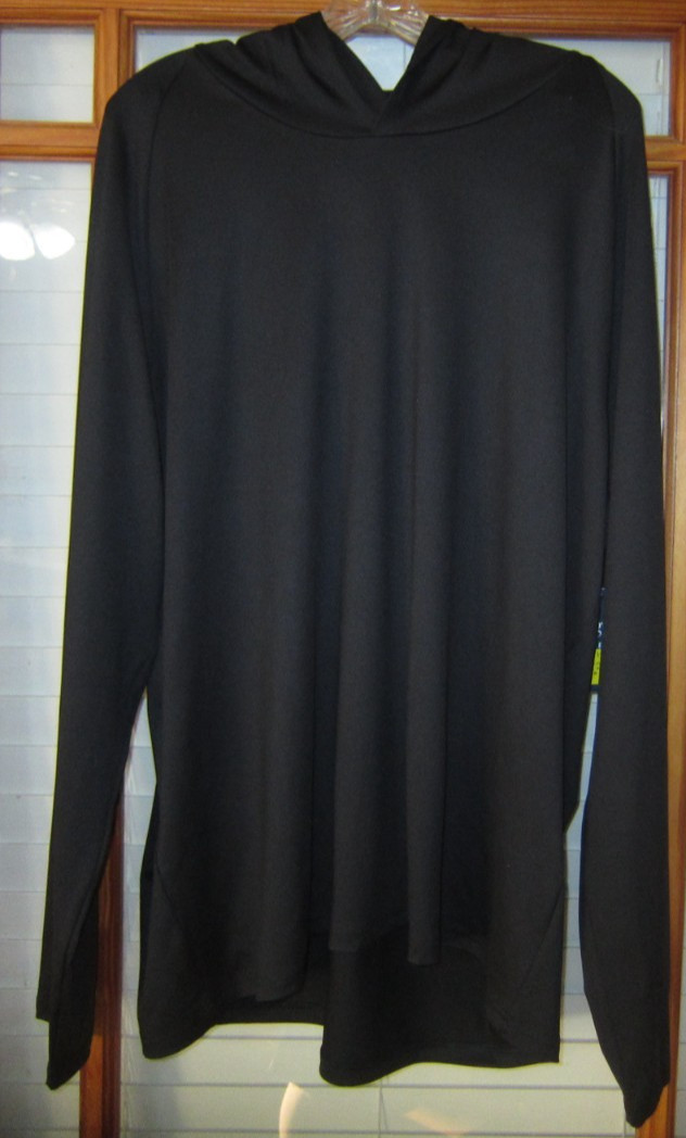 George Hooded Long Sleeve Shirt Rash Guard Black UPF50 NEW Small or 2XL gallery