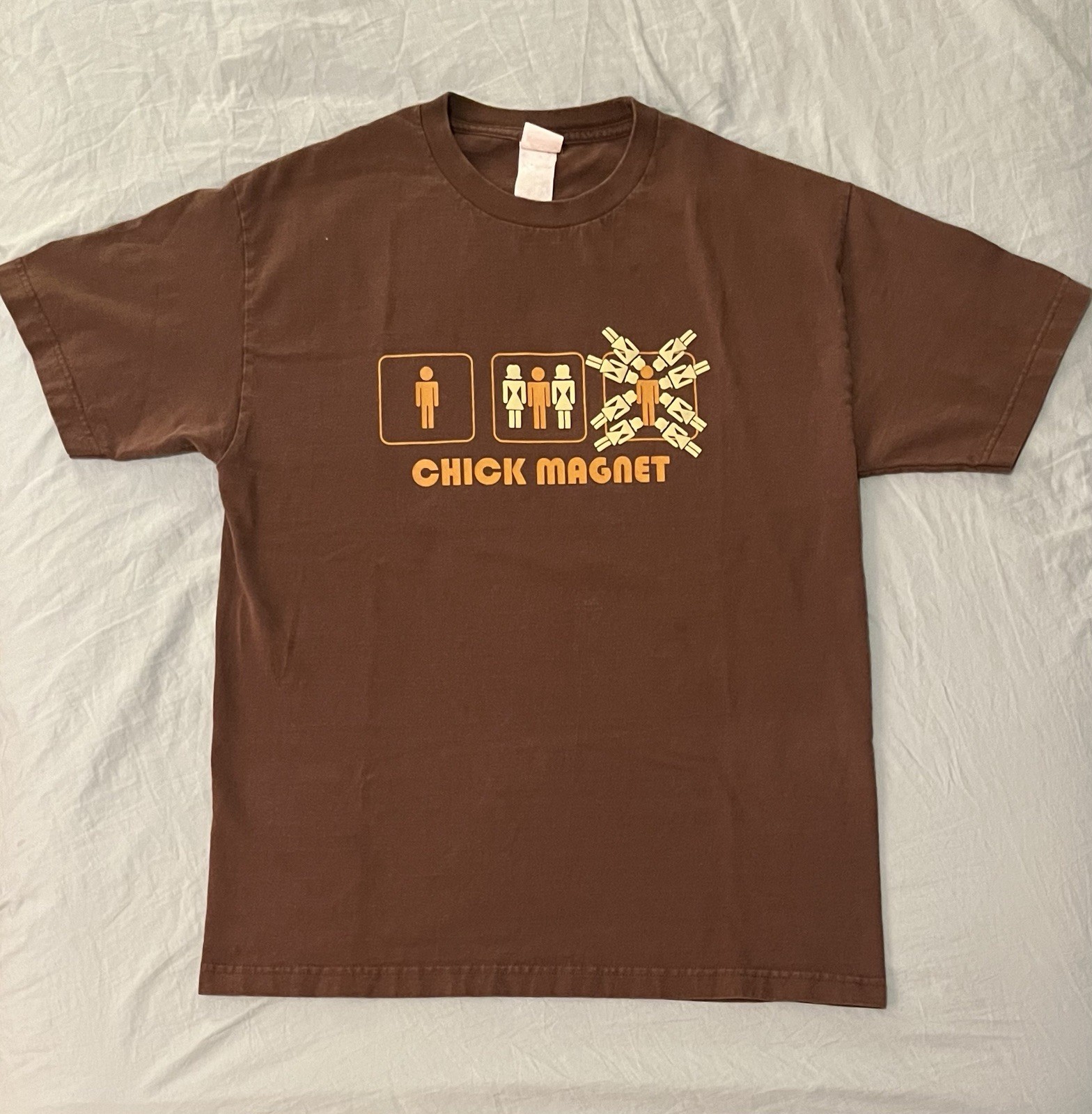 Vintage CHICK MAGNET Shirt Mens Large Black Classic 90s Y2K Humor Novelty 2000s
