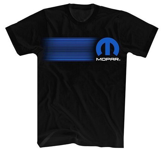 CHECKERED FLAG SPORTS MOPAR MEN’S FRONT STRIPE SPEED LOGO BLACK TEE SHIRT 99452