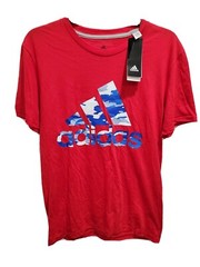 NWT Adidas Men’s The Go-To Performance Tee Red with Blue-Camo Logo S M L XL XXL
