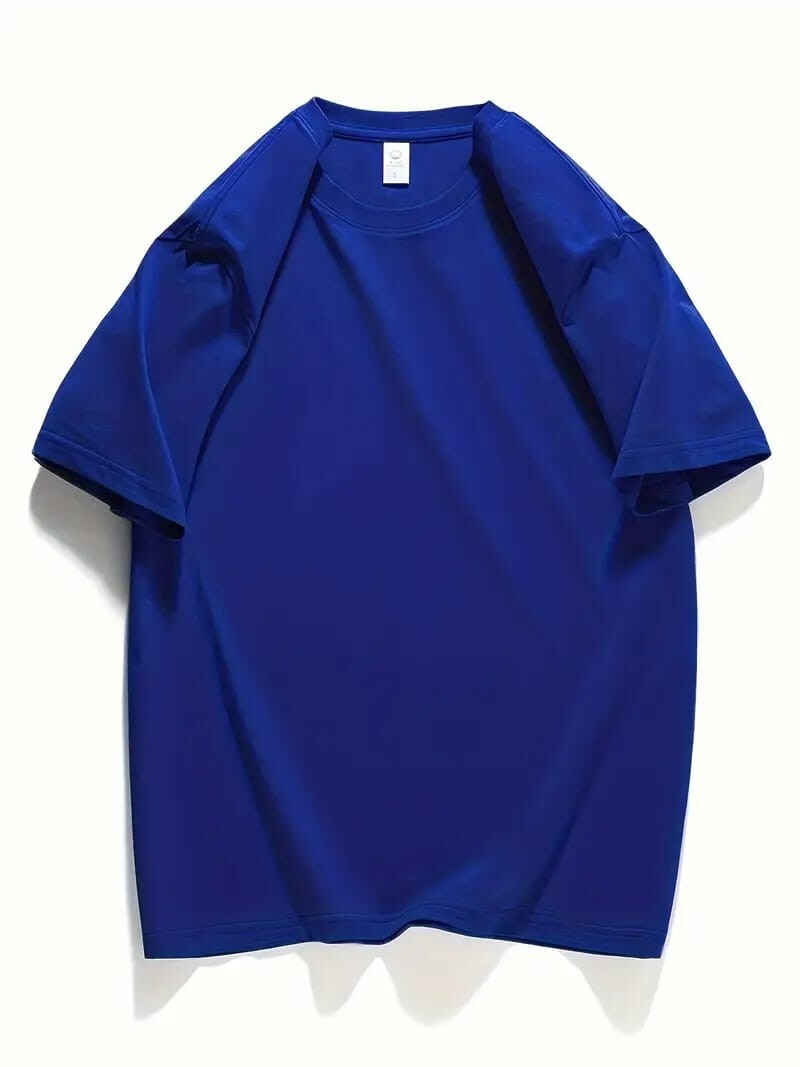 Men's Classic Solid Plain Cotton Round Hem Scallop Essentials Tshirt S-2XL gallery