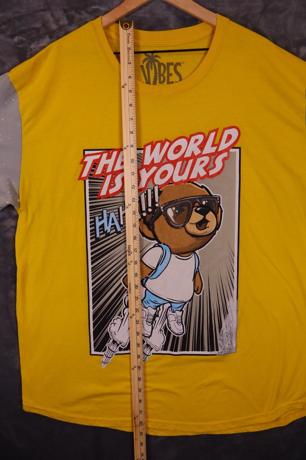 Bailey Apparel Hustle Bear T Shirt Mens 2XL Yellow Graphic Legend Urban City gallery