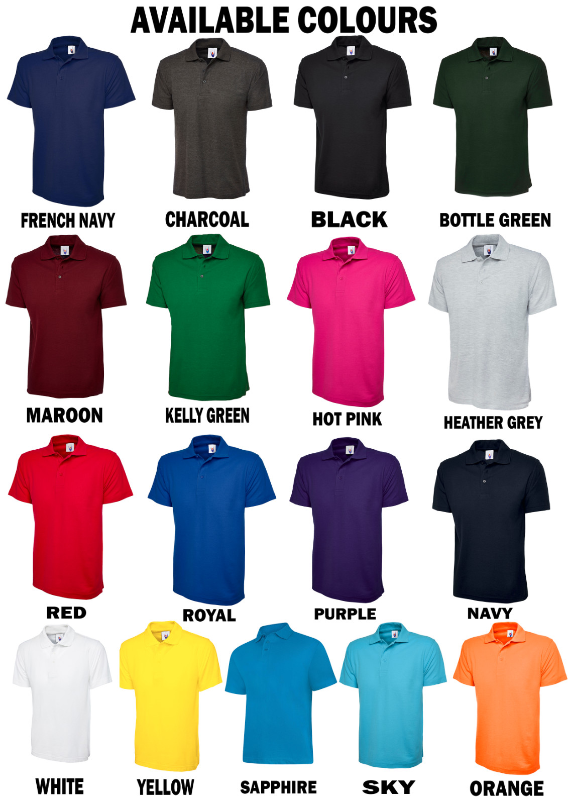 Uneek Classic Unisex Polo Shirt Uc101 MULTI PACK Casual Sport Golf Size XS-6XL gallery