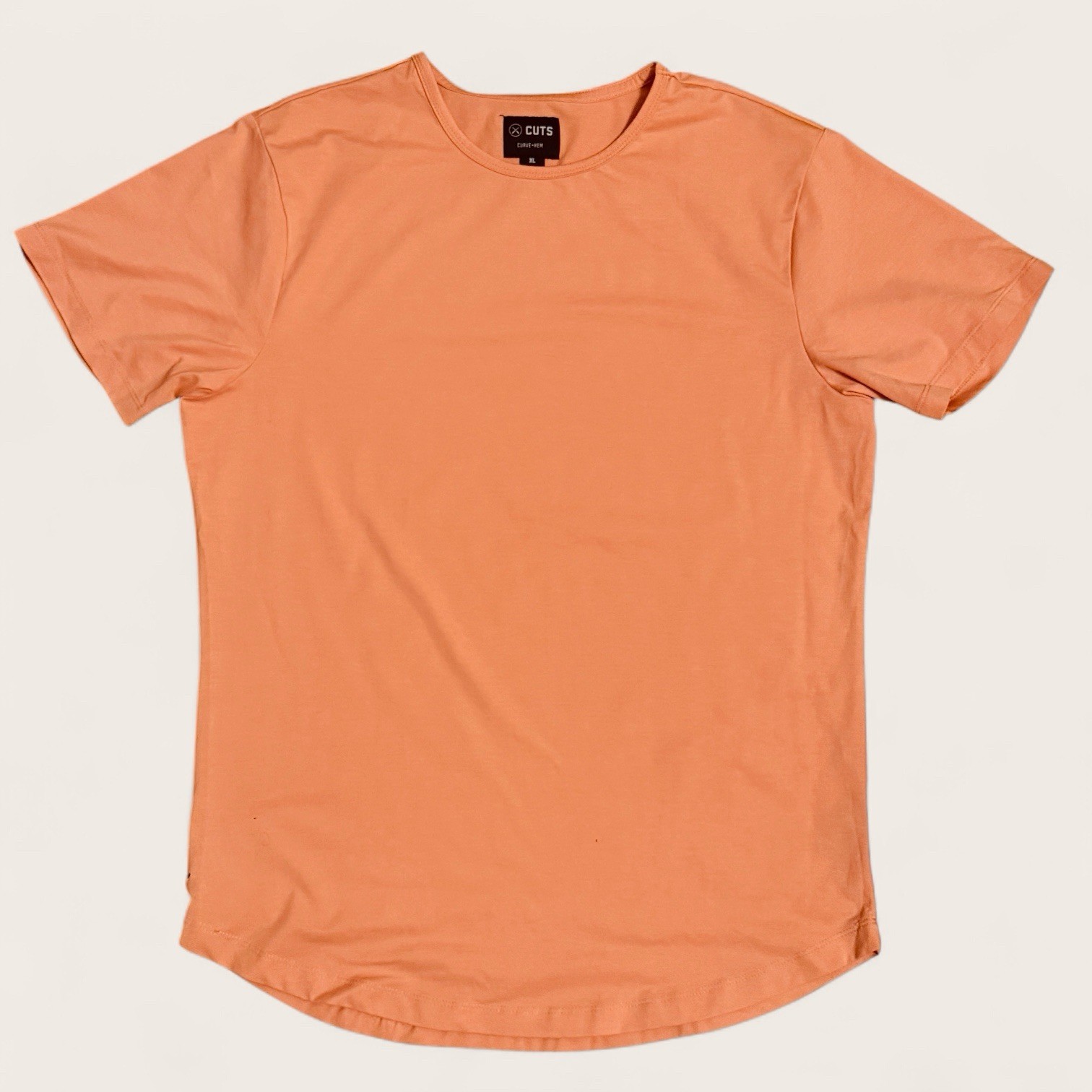 Cuts Clothing Mens XL Burnt Orange AO Curve-Hem Short Sleeve Stretch Tee PYCA gallery