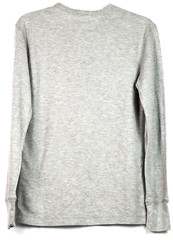 Carbon Light Gray Cotton/Poly Thermal Waffle Knit Long Sleeve Crew T-Shirt S