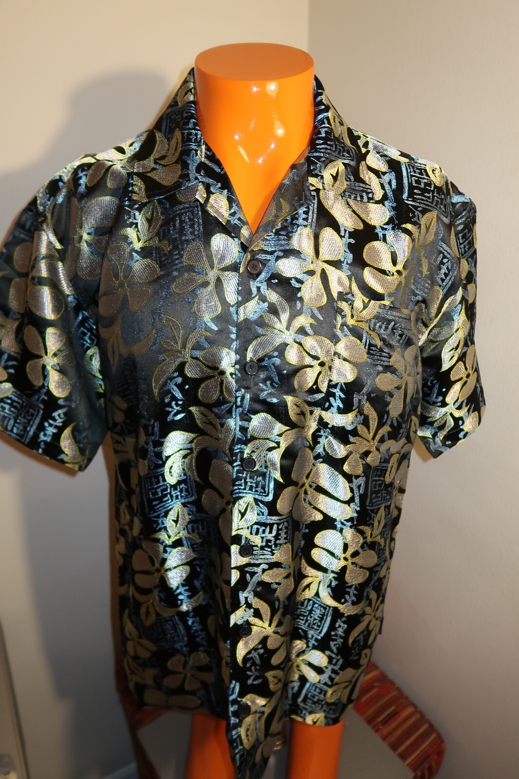 B5 VTG Hawaiian Shirt Metallic Floral Bullhead Island Series Camp Y2K Button Up