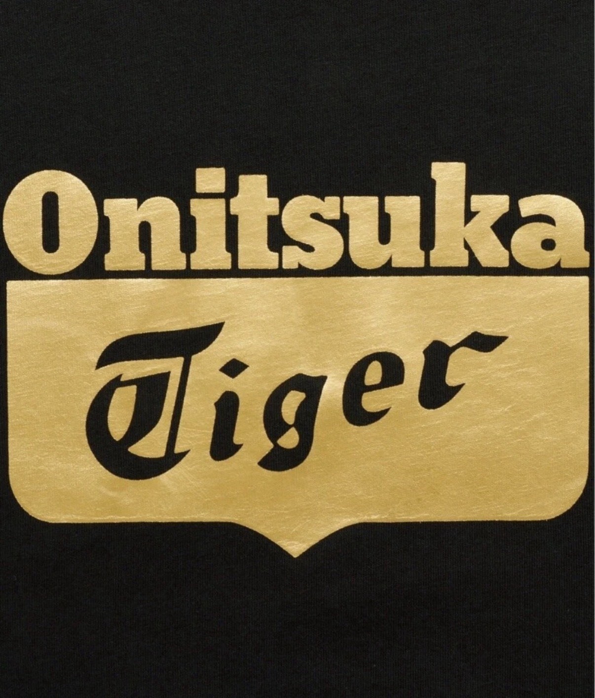Onitsuka Tiger Logo T-Shirt Black Gold Large HF8201 Japan JP New Ship From US gallery
