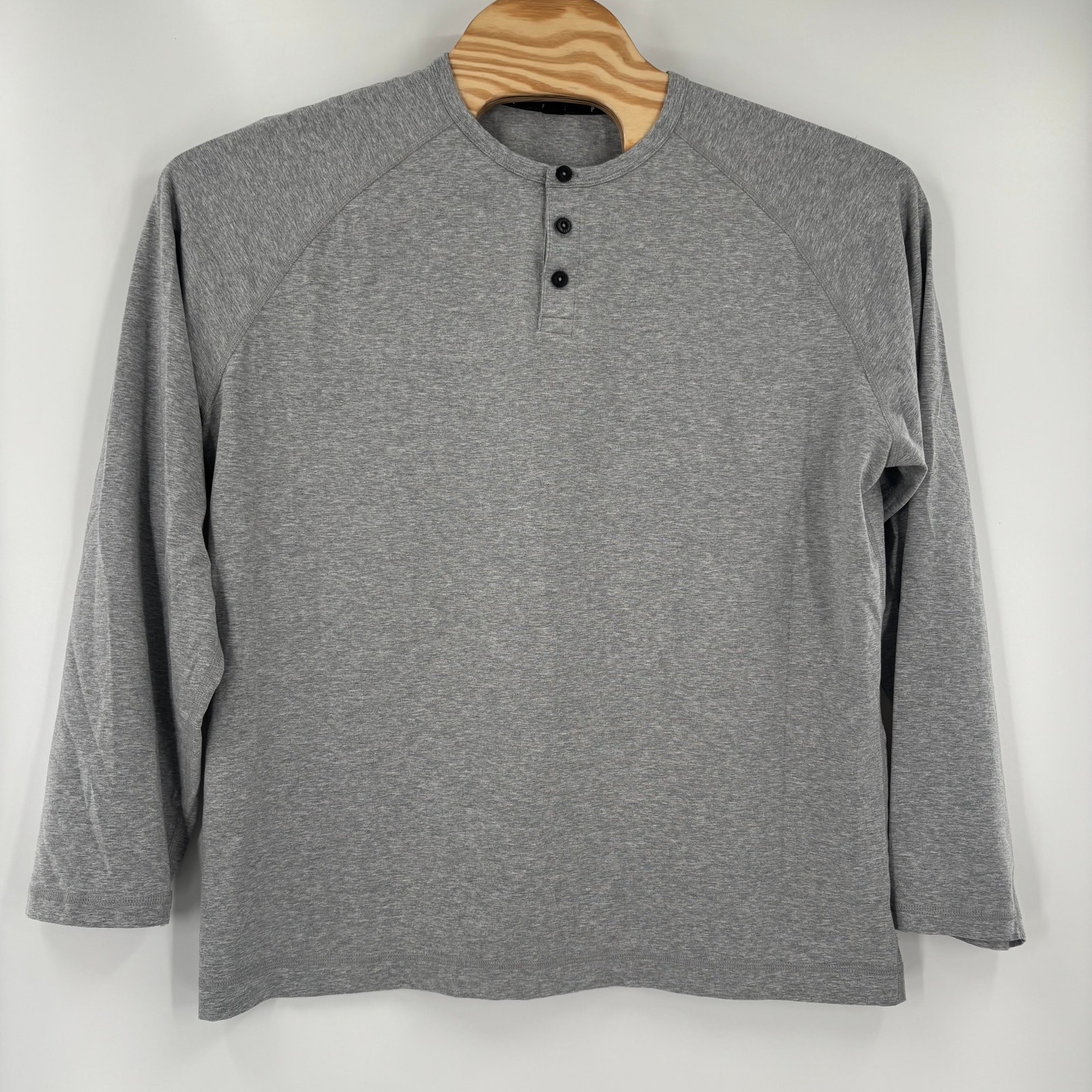 Public Rec Mens 2XL Solid Gray Long Sleeve Cotton Blend Henley Shirt gallery