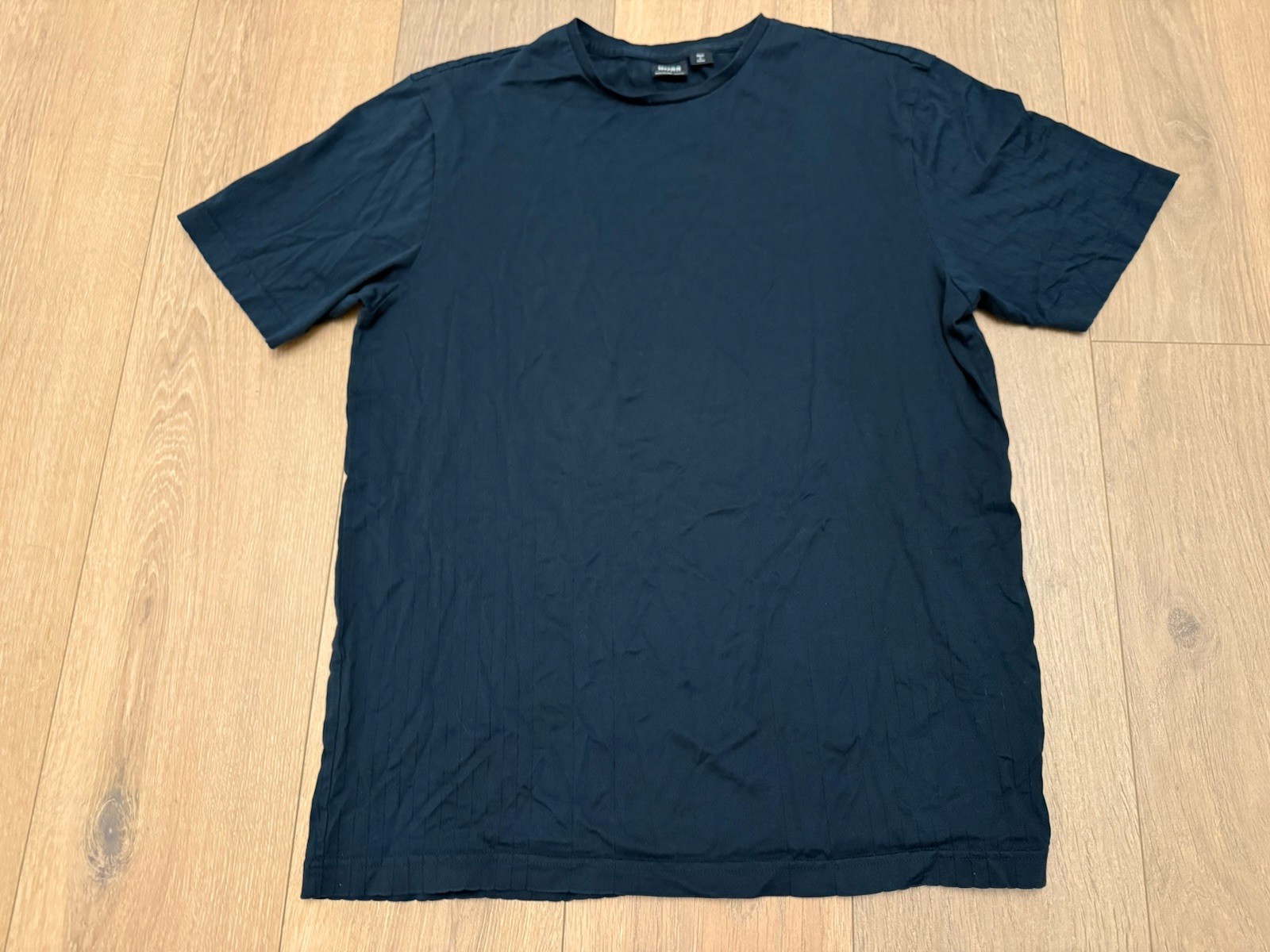 Hugo Boss Mens M Mercerised Cotton Crew Neck Tee Navy Blue Classic Modern Medium