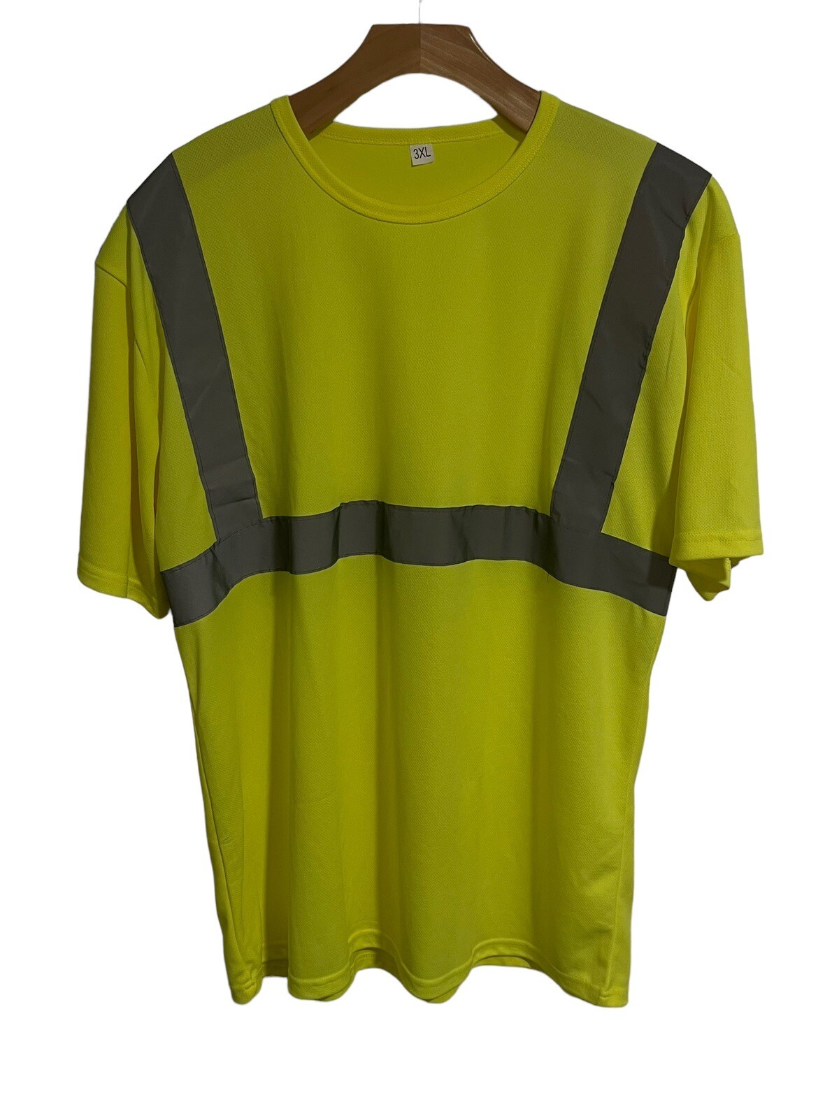 Safety Shirt Mens 3XL High Visibility Florescent Yellow Reflective Strips NEW