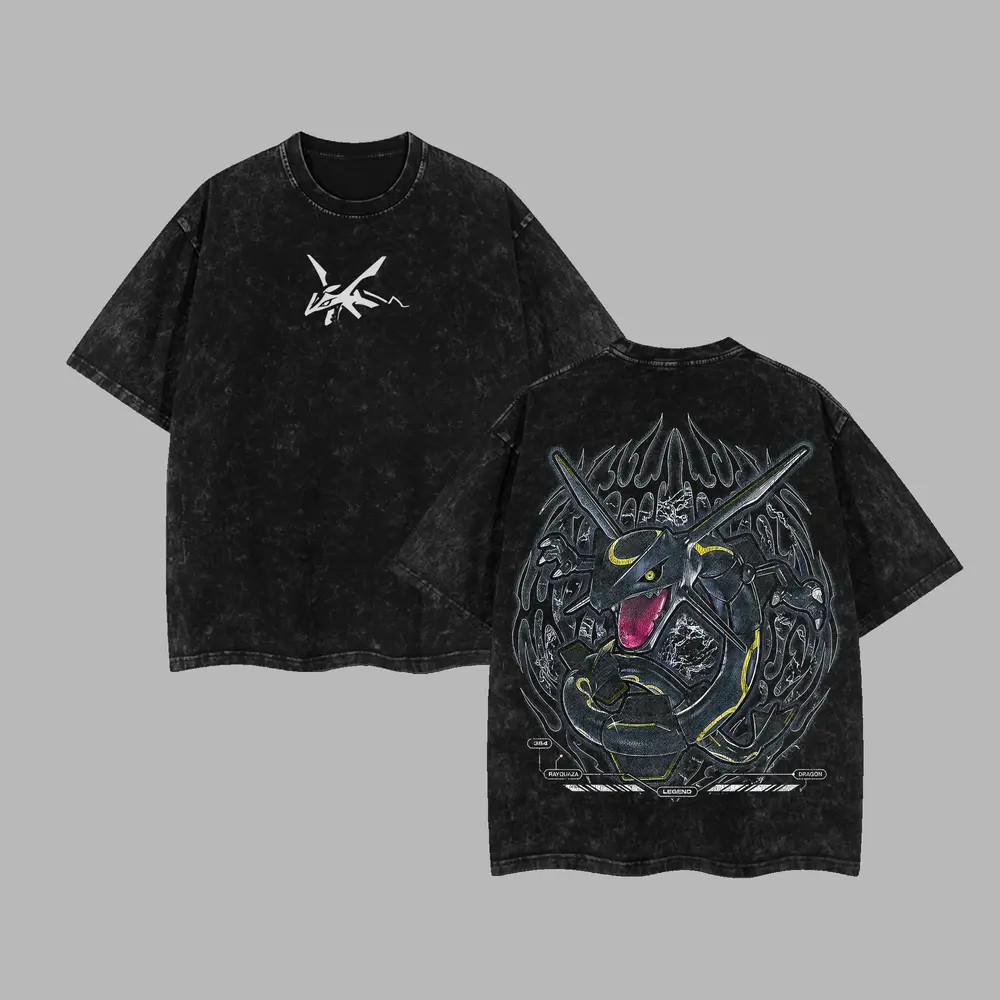 Wearova Shiny Rayquaza Retro Unisex Acid Washed T-Shirt, Hoodie, Pocket Monster