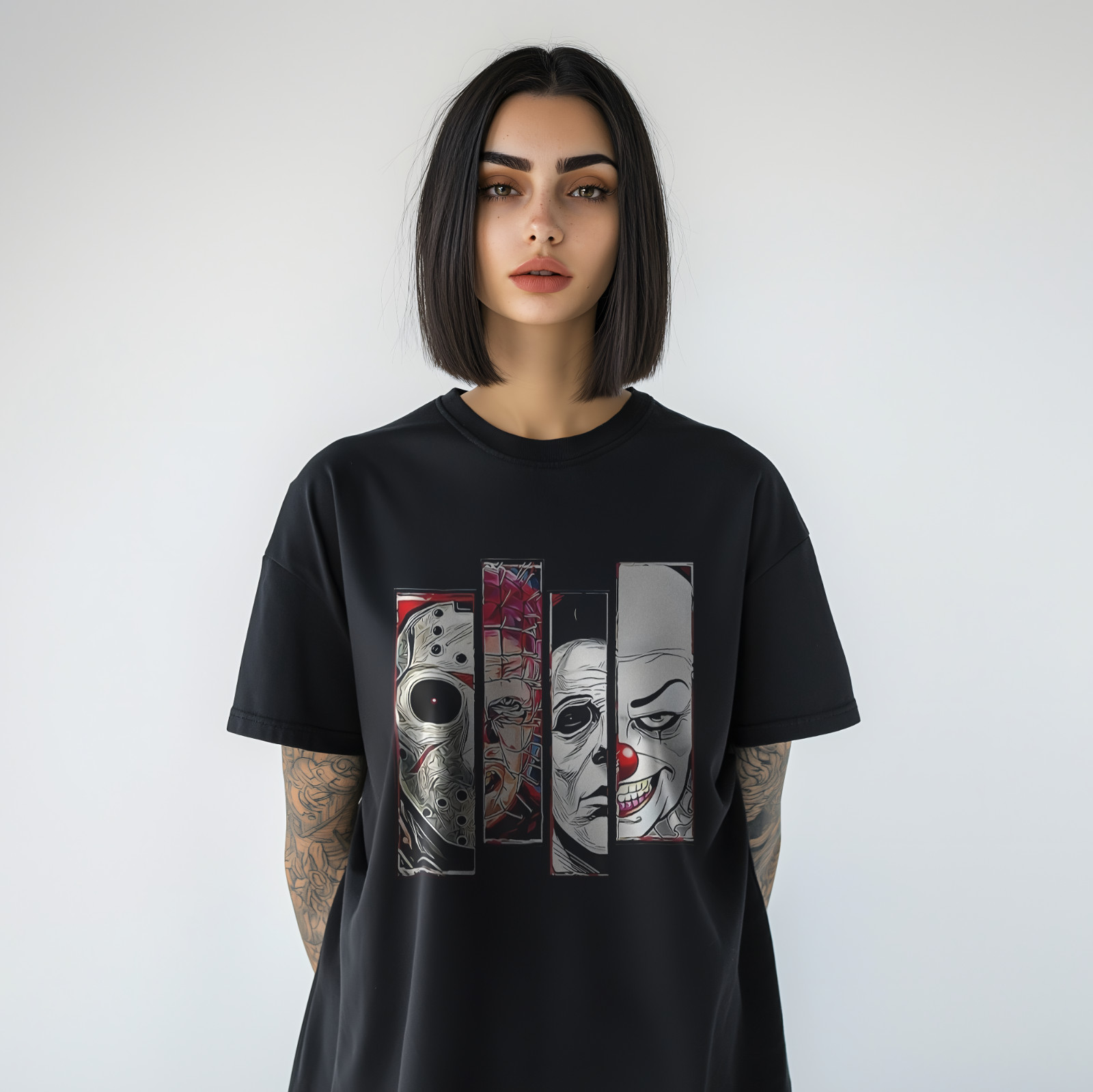 Horror Movie Villains Graphic T-Shirt – Scary Slasher Characters Art Tee A273 gallery