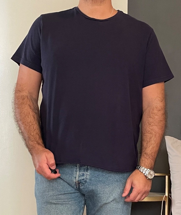 Goodfellow & Co Standard Navy Blue Size XL Cropped Cut Off Crewneck T-Shirt gallery
