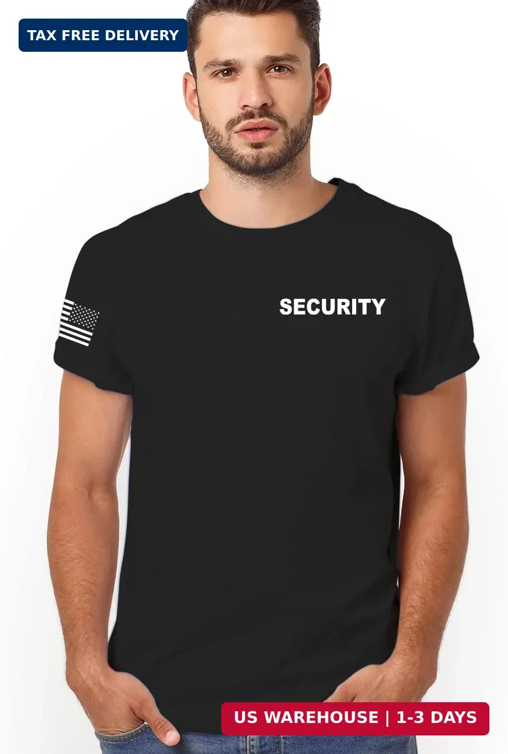 Veracco Security Guard Shirt for Men - Event Staff Uniform T-Shirt with USA Flag gallery