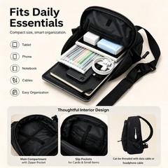 Crossbody Sling Backpack for Women, USB Port, Water Resistant