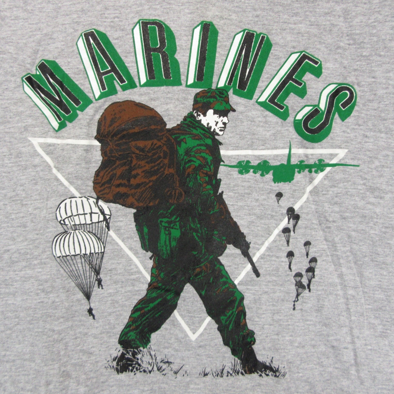 vtg 80s RAYON TRI-BLEND USMC UNITED STATES MARINE CORPS T-Shirt L single stitch gallery