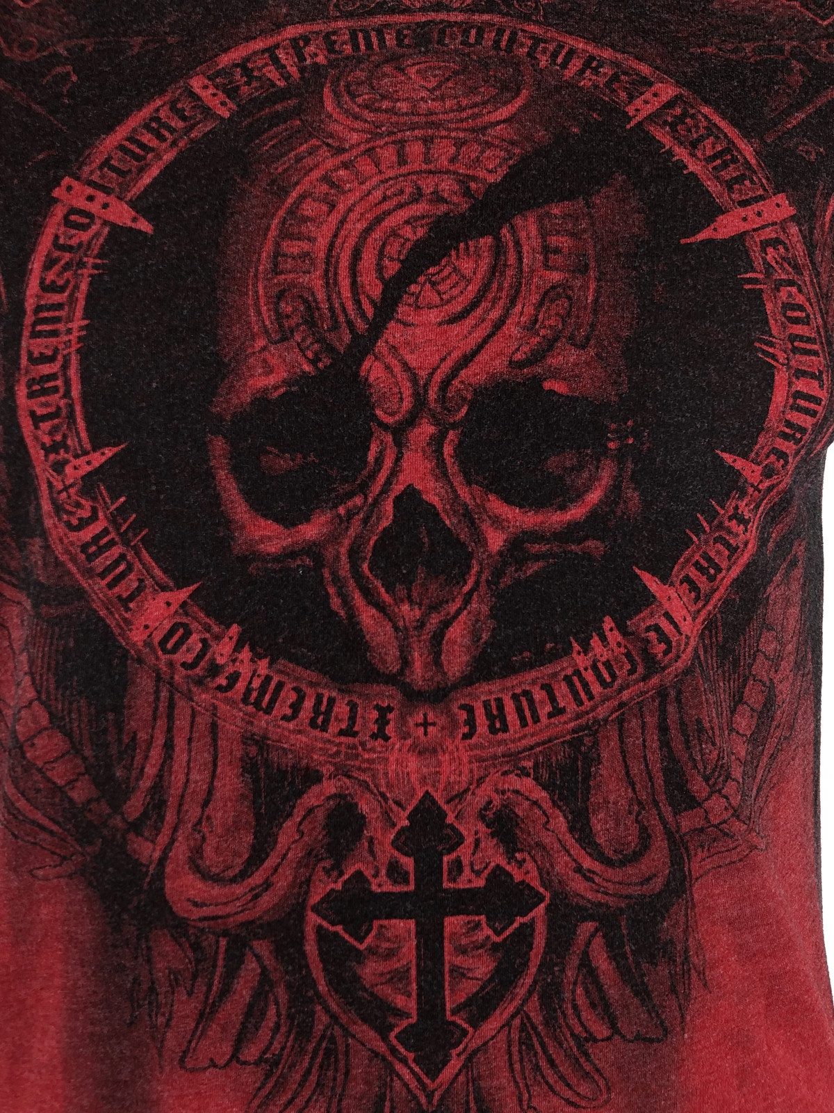 Xtreme Couture Affliction Men's T-Shirt SHADOW WALKER Red Biker Skull S-5XL gallery