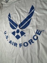 NWT Defect Last Photo U.S. Air Force Rapid Dominance T Shirt White Blue Men Sz S
