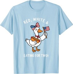 Funny Pregnancy Announcement Red, White Eating for Two Goose T-Shirt