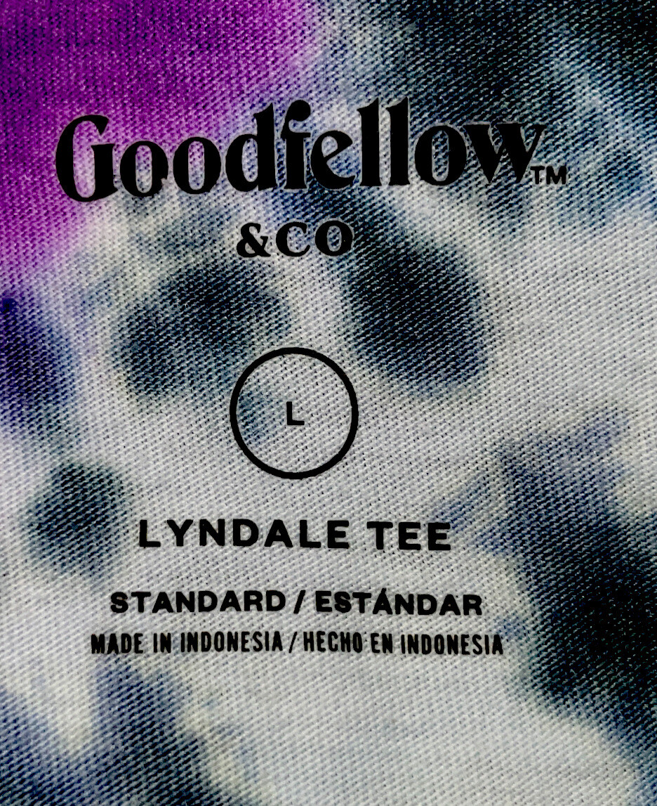 Purple Green Tie Dye T Shirt/ Men’s (L) Good fellow Cotton Polyester Blend gallery