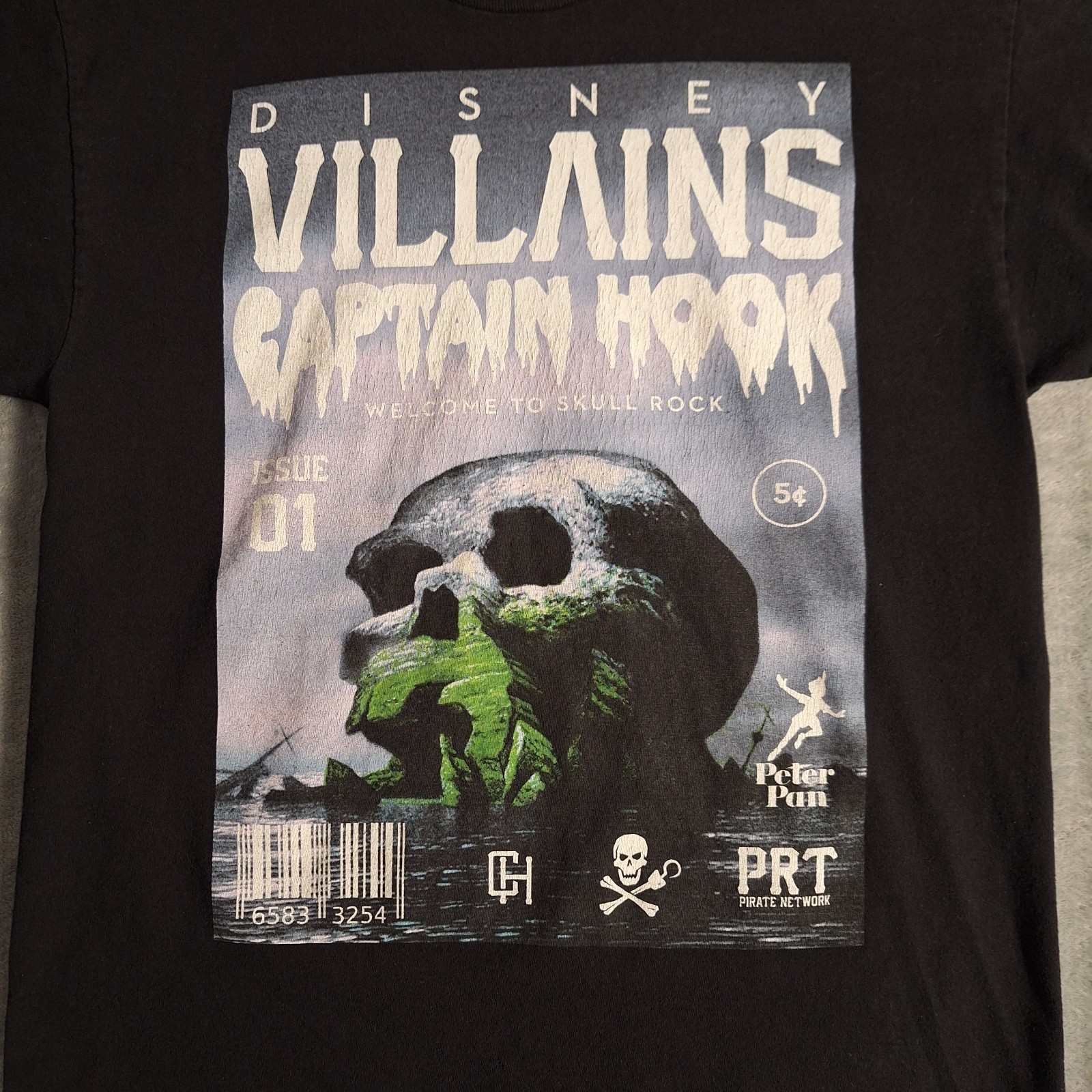 Disney Villains Captain Hook Skull Comic Magazine Cover Black Tee Shirt Medium gallery