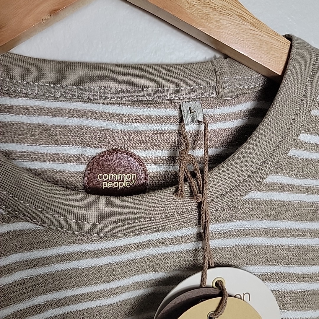 Common People Men's Linear Shirt Relaxed Fit Soft Cotton Taupe Size L NEW gallery