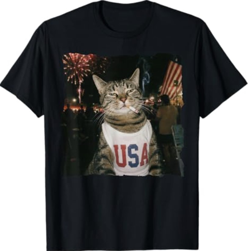 July 4th Patriotic Cat Smoking Cigarette 250 Years Cat Lover T-Shirt gallery