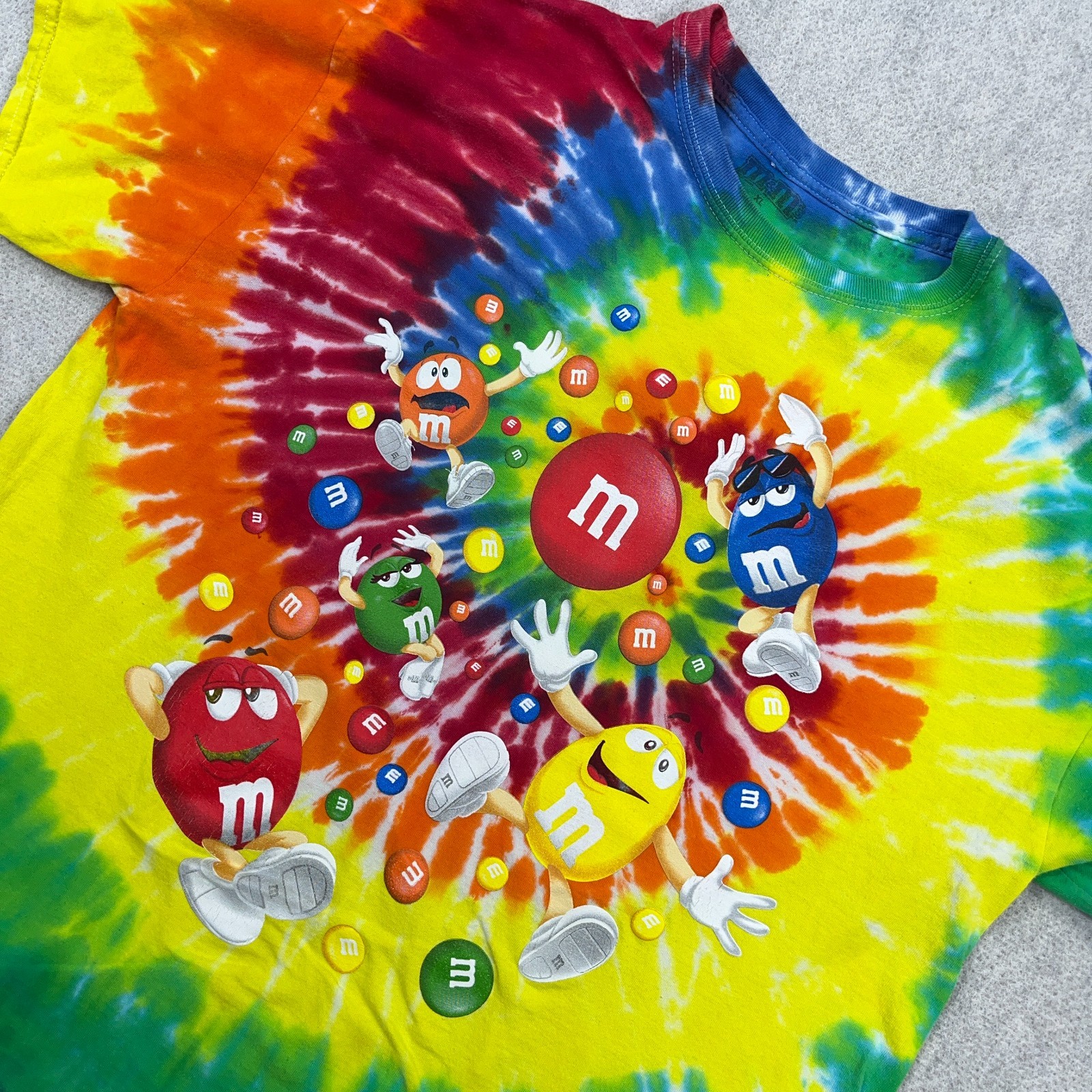 M&Ms Shirt Men XL Tie Dye Rainbow Chocolate Candy Retro Skate Swirl Adult gallery