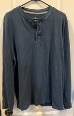 Men’s St Johns Bay Legacy Henley Striped Navy Long Sleeve L