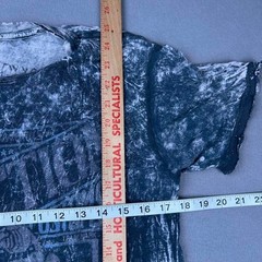 Y2K Gray Skeleton Biker Tee AOP Tie-Dye Grunge Goth Skater Shirt Size S/M