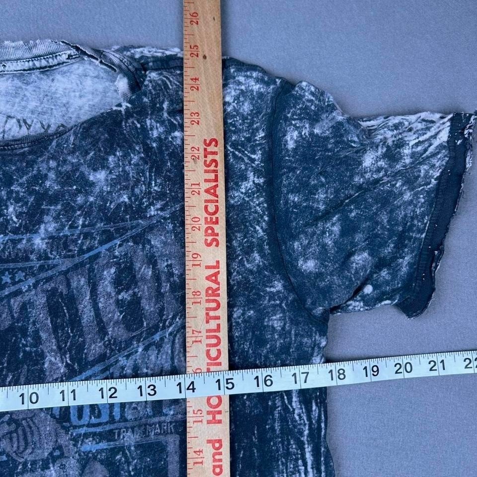 Y2K Gray Skeleton Biker Tee AOP Tie-Dye Grunge Goth Skater Shirt Size S/M gallery